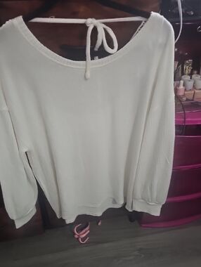 Cupid Cream Tie-Back Long Sleeve Knit Top